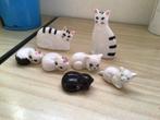 7 porceleinen katjes, vintage,boltze,poezen beeldjes, Ophalen