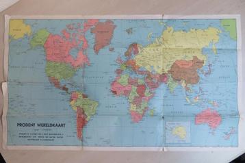 Vintage Prodent Wereldkaart, begin jaren '50 beschikbaar voor biedingen