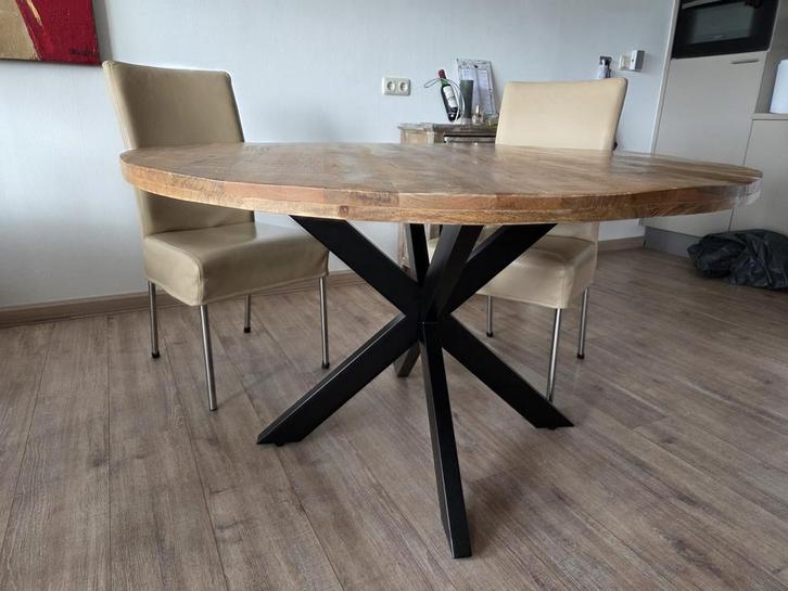 Mangohouten Eettafel - 130cm - Zo Goed Als Nieuw!, Antiek en Kunst, Antiek | Meubels | Tafels, Ophalen