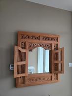Houten spiegel met luiken, Huis en Inrichting, Woonaccessoires | Spiegels, Ophalen, 100 tot 150 cm, Zo goed als nieuw, 75 tot 100 cm