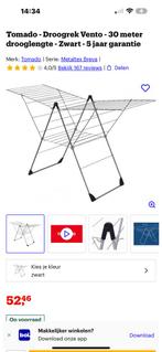 Tomado - Droogrek Vento - 30 meter drooglengte - Zwart, Tuin en Terras, Droogmolens en Wasrekken, Ophalen of Verzenden, Gebruikt