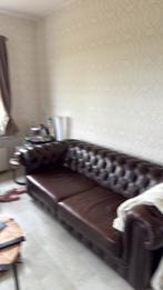 Chesterfield 2 persoons + 2 fauteuils, Ophalen of Verzenden, Zo goed als nieuw, Vierpersoons of meer, Leer