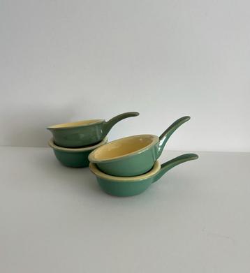 vintage groene kleine Denby aardewerken pannetjes casserole beschikbaar voor biedingen