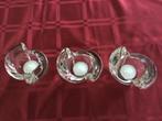 Kristal waxinelichthouders 3 stuks voor € 10,00 nieuw staat, Ophalen of Verzenden, Nieuw, Kristal