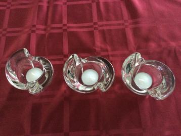 Kristal waxinelichthouders 3 stuks voor € 10,00 nieuw staat  beschikbaar voor biedingen