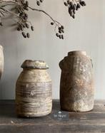 Oude houten pot kruik Aura Peeperkorn stoer sober landelijk, Huis en Inrichting, Woonaccessoires | Overige, Verzenden, Nieuw