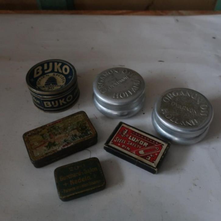 Oude blikjes Bijko Organon Burchard's salon naalden SET, Verzamelen, Blikken, Gebruikt, Overige, Ophalen of Verzenden