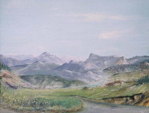 Hoog in de Franse Alpen ontstond dit schilderij., Antiek en Kunst, Kunst | Schilderijen | Klassiek, Ophalen of Verzenden