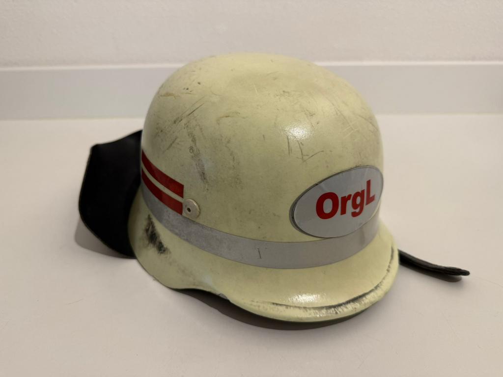 Originele Duitse Brandweerhelm - OrgL (DIN 14940), Ophalen of Verzenden, Overige soorten, Duitsland, Helm of Baret