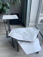 Marmeren grijs salontafels set van 3, Huis en Inrichting, Tafels | Salontafels, Ophalen, Overige materialen, Gebruikt, 50 tot 100 cm