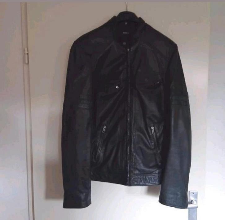 Zacht lederen leren leer biker jack jas maat 52 54 l xl, Kleding | Heren, Jassen | Zomer, Zo goed als nieuw, Maat 52/54 (L), Zwart