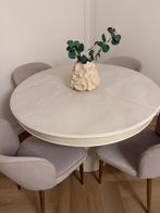Eettafel uitschuifbaar  + 4 stoelen, Huis en Inrichting, Tafels | Eettafels, Ophalen, Rond, 50 tot 100 cm, Zo goed als nieuw