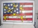 Poster Keith Haring - American Flag 1997, Gebruikt, Rechthoekig Liggend, Ophalen of Verzenden, A1 t/m A3