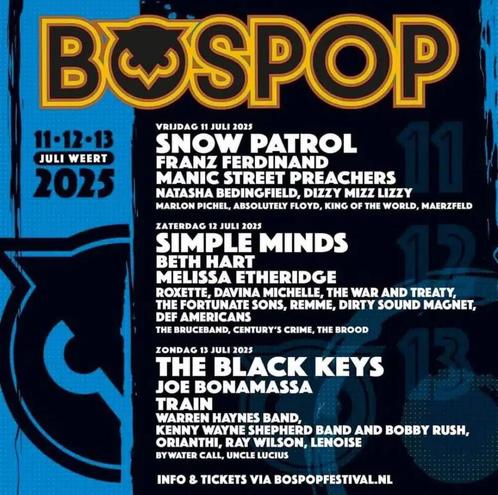 Bospop Zondag incl. Parkeer ticket Joe Bonamassa etc., Tickets en Kaartjes, Evenementen en Festivals, Twee personen