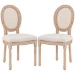 Set van 2 houten stoelen eetkamerstoelen Brocante stoelen, Huis en Inrichting, Stoelen, Twee, Riet of Rotan, Wit, Nieuw