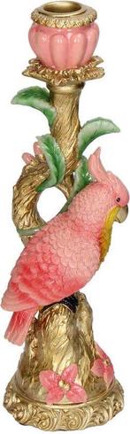 Kandelaar Vogel Pink 9x8x28cm - Kaarsenhouder Roze, Huis en Inrichting, Woonaccessoires | Kandelaars en Kaarsen, Overige materialen