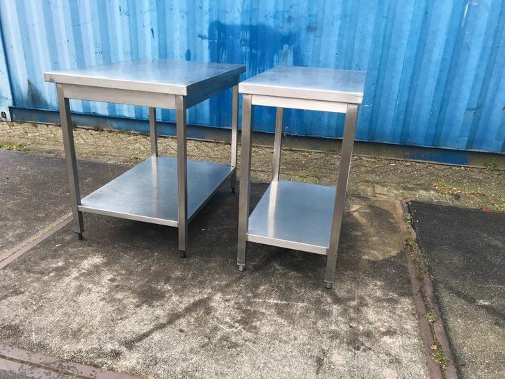 diverse Kleine RVS  bijzettafels, Huis en Inrichting, Tafels | Bijzettafels, Zo goed als nieuw, Rond, 60 cm of meer, Minder dan 55 cm