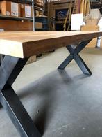 Massief Mango Houten Tafel met Stalen X-poten., Huis en Inrichting, Tafels | Eettafels, Ophalen, 100 tot 150 cm, Vijf personen of meer