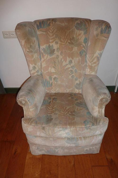 Dames fauteuil met oren stof Vintage, Retro., Huis en Inrichting, Fauteuils, Gebruikt, Stof, Minder dan 50 cm, Minder dan 75 cm