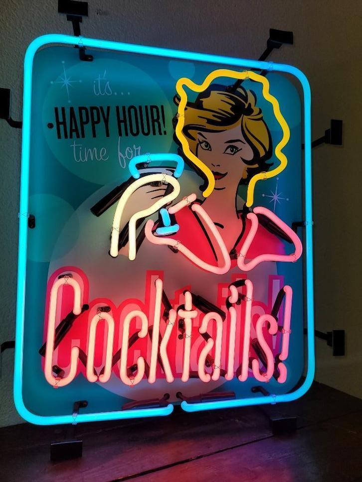 Cocktails neon lamp div. neonverlichting sixties fifties, Verzamelen, Merken en Reclamevoorwerpen, Lichtbak of (neon) lamp, Ophalen