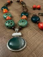 Hout met groene agaat ketting, Nieuw, Groen, Ophalen of Verzenden, Steen of Mineraal