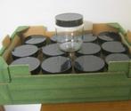 18 honingpotten. glazen potten, pot, kunststof schroefdeksel, Ophalen of Verzenden, Glas, Pot, Bus of Blik