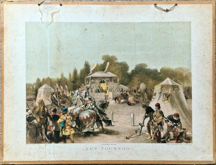 Een tournooi / Ch. Rochussen, Antiek en Kunst, Antiek | Schoolplaten, Geschiedenis, Ophalen