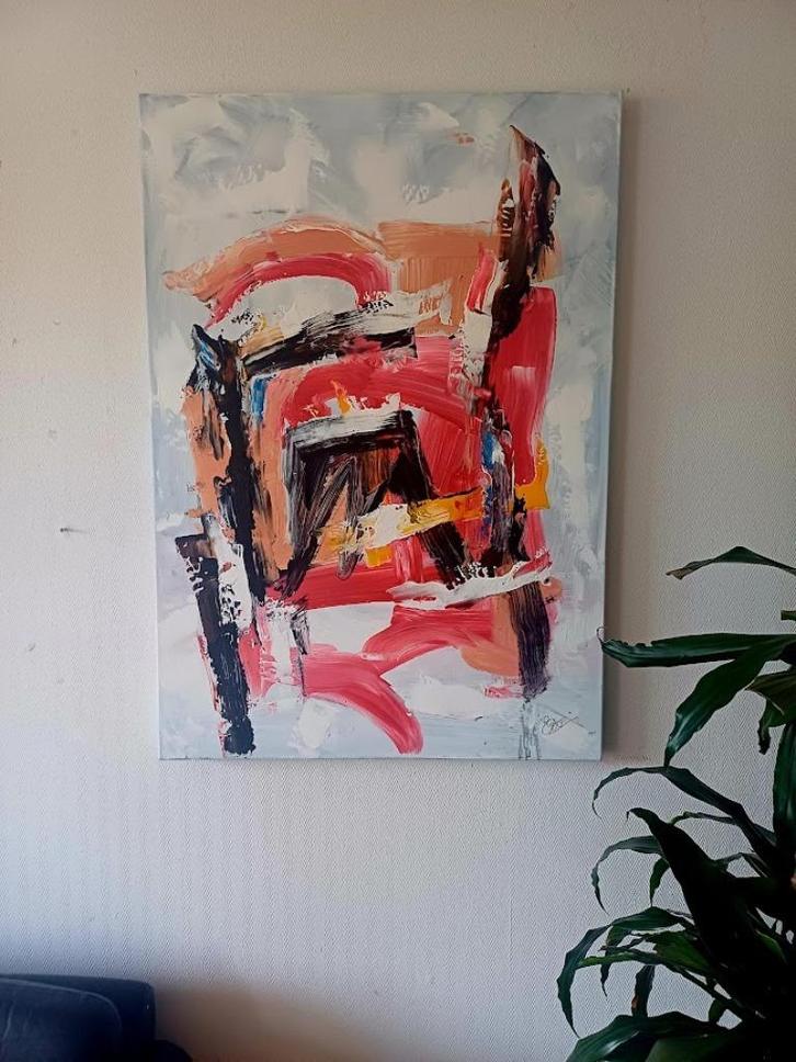 De Orgelman, schilderij van Ed Bos, 70x100 cm, Antiek en Kunst, Kunst | Schilderijen | Abstract, Ophalen