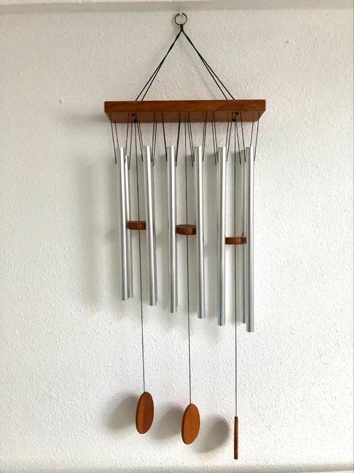Zgan metalen windgong warm helder geluid van metaal en hout, Tuin en Terras, Tuinwanddecoratie, Zo goed als nieuw, Ophalen of Verzenden
