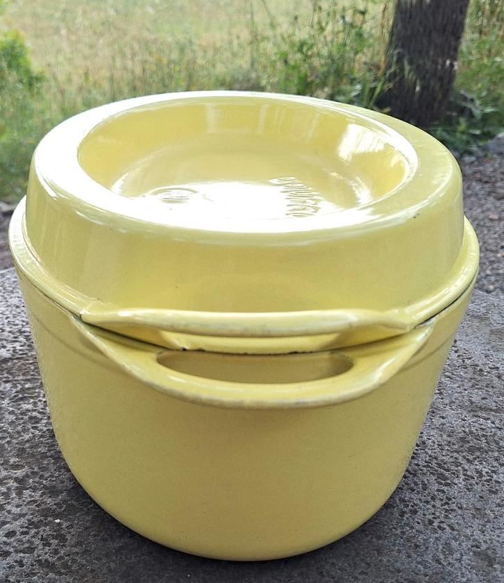 Vintage Le Creuset Doufeu, grote ovale gietijzeren pan, Huis en Inrichting, Keuken | Potten en Pannen, Gebruikt, Koekenpan of Braadpan
