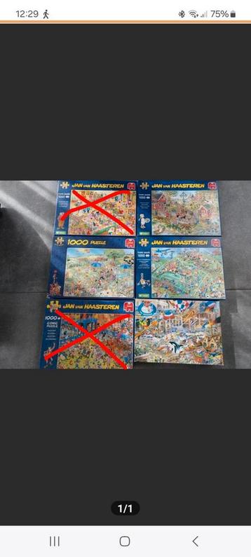 5x Jan Haasteren puzzels 1000 stukjes, Per stuk €10,00 beschikbaar voor biedingen