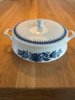 Royal Sphinx P. Regout Dekschaal, wit met blauwe decoratie, Huis en Inrichting, Keuken | Servies, Ophalen, Overige stijlen, Porselein