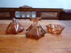 Art deco persglazen 3-delige toilet set, rosaline