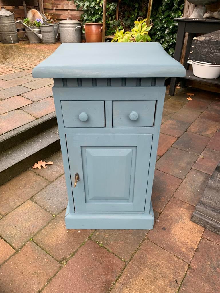 Grenen halkastje in deens blauw, Antiek en Kunst, Curiosa en Brocante, Ophalen