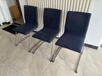 Eetkamerstoelen IKEA blauw met chroom, Huis en Inrichting, Stoelen, Ophalen, Drie, Blauw, Zo goed als nieuw