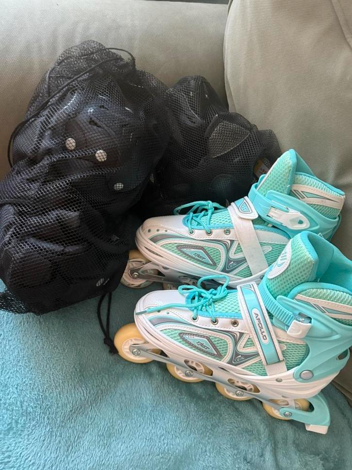 Inline skates maat 39-42 + 2 beschermingssets – LED wielen, Sport en Fitness, Skeelers, Nieuw, Inline skates 4 wielen, Overige merken