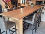 Eiken houten Bar tafel plus 8 leren Barkrukken, Huis en Inrichting, Tafels | Statafels, Ophalen, Zo goed als nieuw