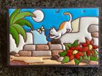 Siertegel, wandtegel, Lanzarote, kat, zee, bloem, vogel, Antiek en Kunst, Ophalen