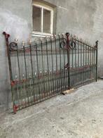 Antiek dubbel hek of poort in vol smeedijzer, Tuin en Terras, Tuinhekken en Hekwerk, Ophalen, Gebruikt, IJzer, Tuinhek