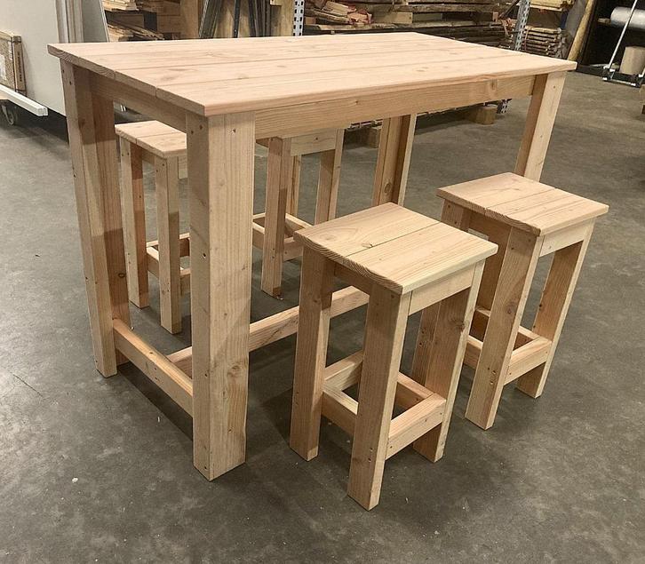 Douglas houten Bartafel met Krukken in 3 maten, Tuin en Terras, Tuintafels, Nieuw, Rechthoekig, Hout, Ophalen of Verzenden
