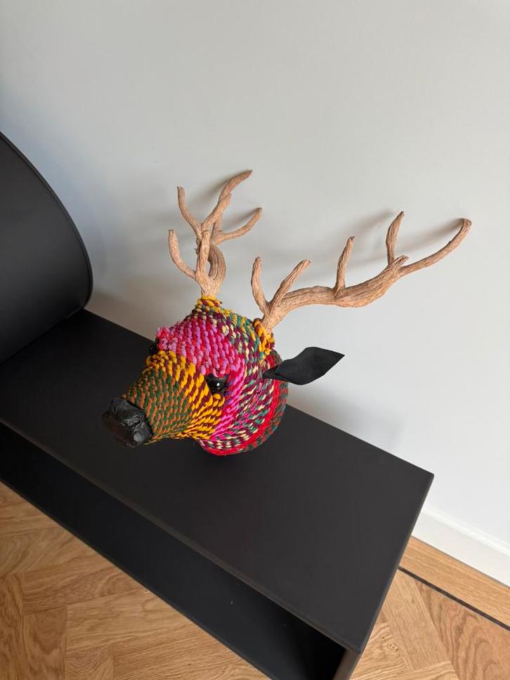 Herten hoofd sari stof decoratie Otentic, Kinderen en Baby's, Kinderkamer | Inrichting en Decoratie, Zo goed als nieuw, Wanddecoratie