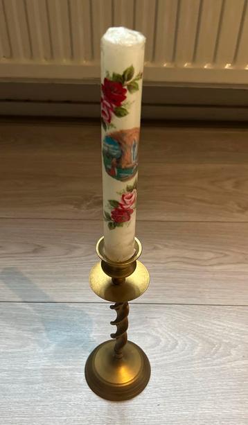 Antieke Messing Kandelaar Lourdes Kerk beschikbaar voor biedingen