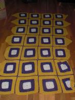 Sprei vintage gehaakt geel paars creme 203 x 137 cm, Gebruikt, Ophalen of Verzenden, Eenpersoons, Geel