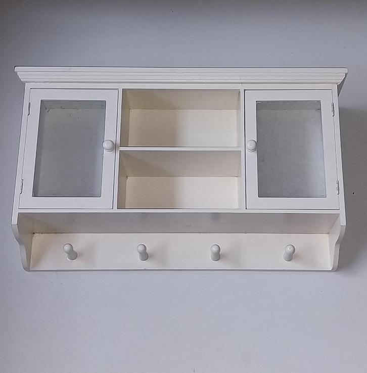 Leuk vitrine wandkastje met kapstokje, Huis en Inrichting, Kasten | Vitrinekasten, Gebruikt, Minder dan 100 cm, 50 tot 100 cm