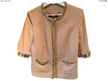 Elisabetta Franchi Beige Blazer met Gouden Ketting S beschikbaar voor biedingen