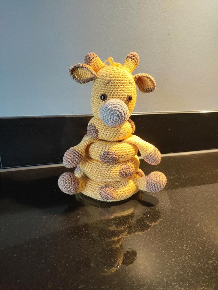 Gehaakte Giraffe Stapeltoren, Kinderen en Baby's, Speelgoed | Knuffels en Pluche, Zo goed als nieuw, Overige typen, Ophalen of Verzenden