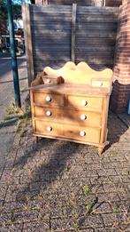 oud grenen commode met porseleinen handgrepen., Huis en Inrichting, Ophalen, Gebruikt, Minder dan 100 cm