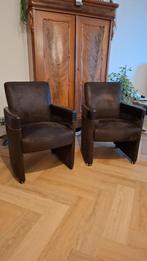 4 Eetkamerstoelen, verrijdbaar, Huis en Inrichting, Fauteuils, Ophalen, Gebruikt, Minder dan 75 cm, Leer