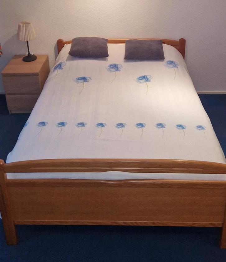 ledikant eiken met lattenbodem, Huis en Inrichting, Slaapkamer | Bedden, Tweepersoons, 140 cm, 210 cm, Hout, Ophalen
