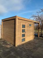 Houten Douglas Tuinhuis Melbourne Excellent met luifel, Tuin en Terras, Ophalen, Gebruikt, 250 tot 500 cm, Blokhut